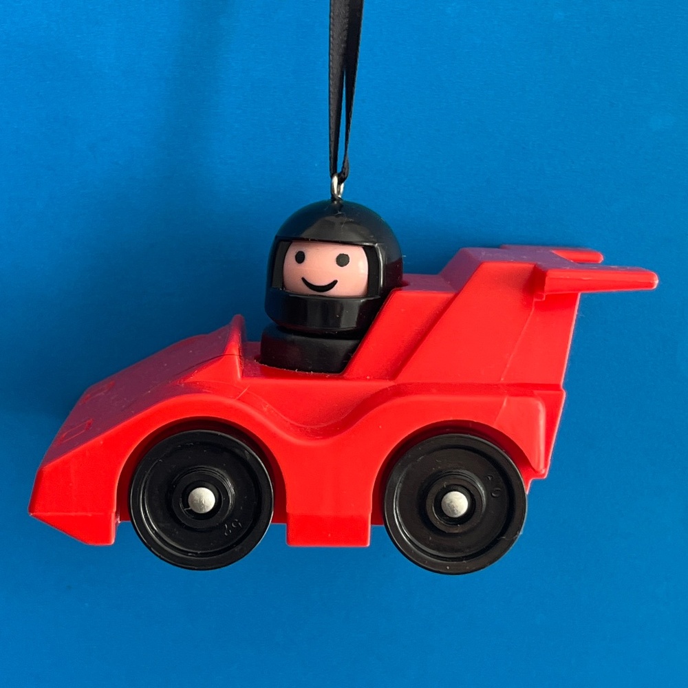 Vintage Fisher Price Little People Custom Christmas Ornament - Racecar